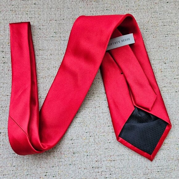 Geoffrey Beene Men Tie Red Classic Necktie Handmade Tie - Picture 6 of 9